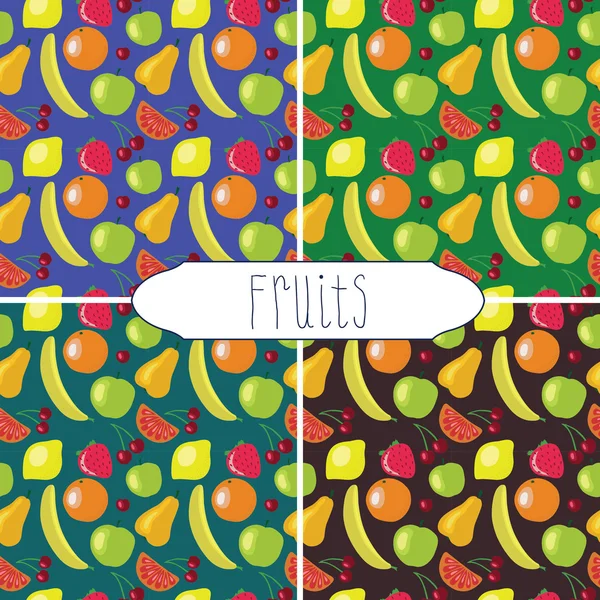 Grappige vruchten patroon set — Stockvector