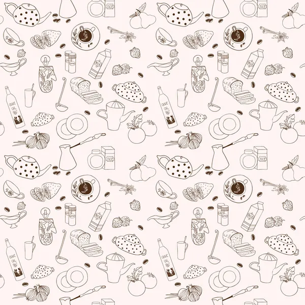 Fondo de cocina vector sin costuras — Vector de stock