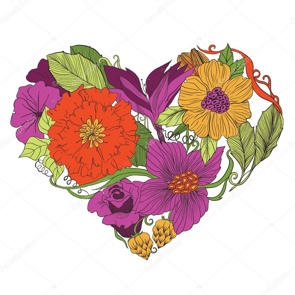 Vector flower heart