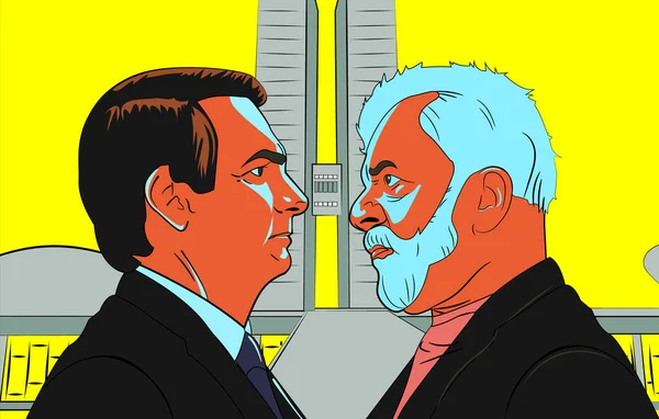 BRASILIA, BRAZIL - Eylül 2022 Jair Bolsonaro ve Luiz Inacio Lula da Silva