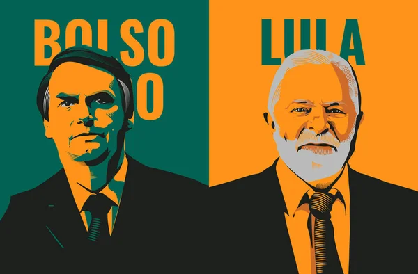 BRASILIA, BRAZIL - Ekim 2022 Jair Bolsonaro ve Luiz Inacio Lula da Silva