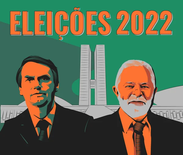Brasilien Brazil Oktober 2022 Elektioner 2022 Jair Bolsonaro Och Luiz — Stock vektor