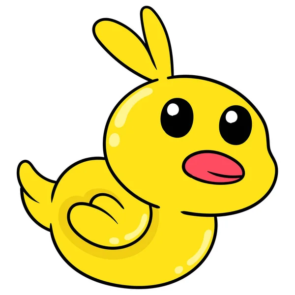 Cute Yellow Duckling Doodle Icon Image Kawaii — Stock Vector