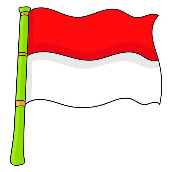 Indonesisk Flag Rød Hvid Doodle Ikon Tegning – Stock-vektor