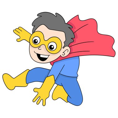 Süper kahraman çocuk seni kurtarmaya geldi, karalama ikonu imajı Kawaii.