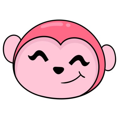 Şirin pembe yaratık başı güler dost canlısı, karalama simgesi çizer