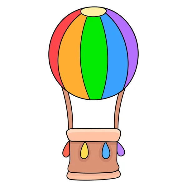 Barevný Horkovzdušný Balón Kresba Ikon — Stockový vektor