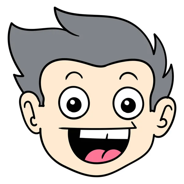 Χαμόγελο Όμορφο Κεφάλι Αγόρι Σκίτσο Εικονίδιο Doodle — Διανυσματικό Αρχείο