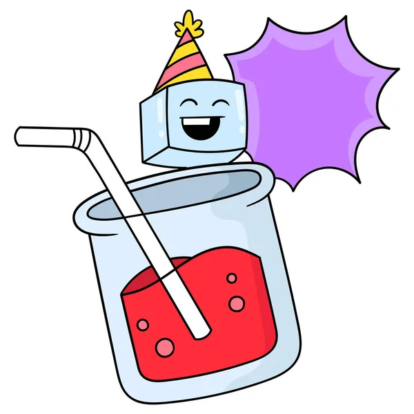 Kerstmis Nieuwjaar Party Ice Cups Doodle Pictogram Afbeelding Kawaii — Stockvector