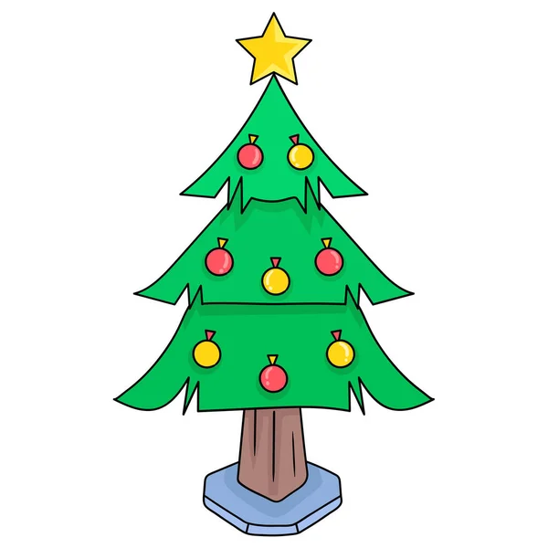 Abeto Decorado Con Destrezas Para Dar Bienvenida Navidad Año Nuevo — Vector de stock