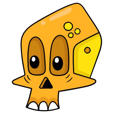 Korkunç kafatası canavar kafası, vektör illüstrasyon karton simgesi. karalama simgesi çizimi