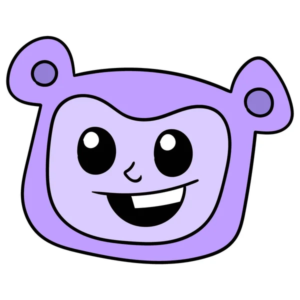 紫色熊面带微笑友善 矢量插图纸盒感情用事 涂鸦图标绘图 — 图库矢量图片