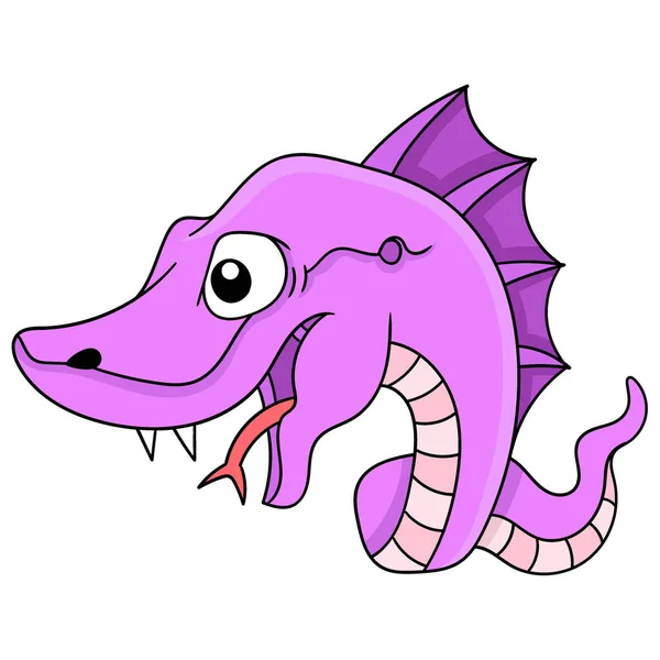 Gros Monstre Poisson Avec Visage Effrayant Expression Souriante Art Vectoriel — Image vectorielle