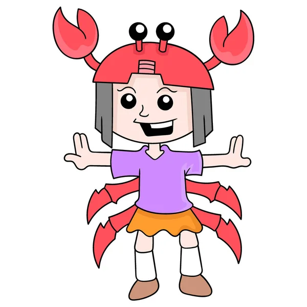 Kleines Mädchen Trägt Ein Krabbenkostüm Für Fauna Party Party Vektor — Stockvektor