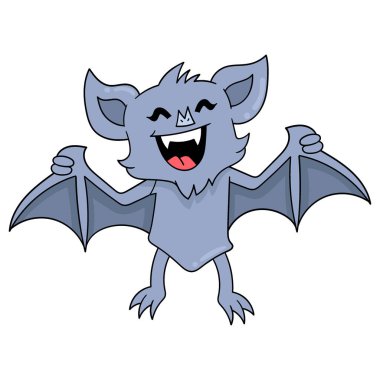 Gökyüzüne uçan komik yarasalar, vektör illüstrasyon sanatı. karalama simgesi resmi kawaii.