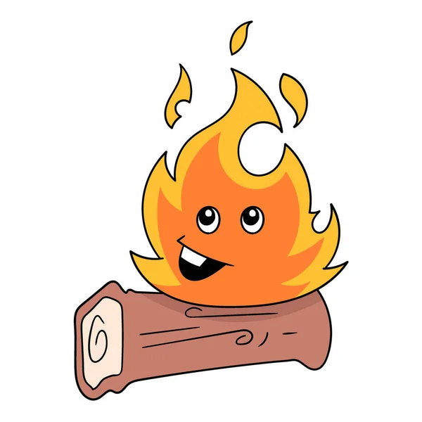 Suché Klády Spálené Hořícím Ohněm Vektorové Ilustrace Umění Kreslit Obrázek — Stockový vektor