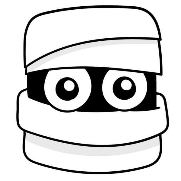 Mummie Monster Hoofd Verpakt Verband Vector Illustratie Karton Emoticon Doodle — Stockvector