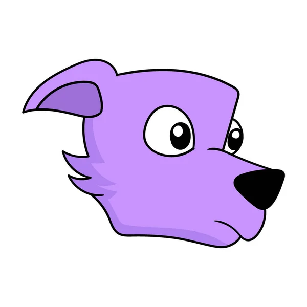 Cabeza Perro Púrpura Emoticono Ilustración Vector Cartón Garabato Icono Dibujo — Vector de stock