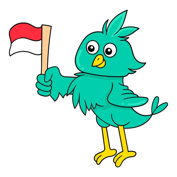 Arrojado Pássaro Segurando Bandeira Indonésia Celebrando Dia Independência Arte Ilustração — Vetor de Stock