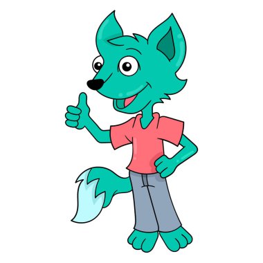 Köpek çocuk ayakta duruyor, vektör illüstrasyon sanatı. karalama simgesi resmi kawaii.