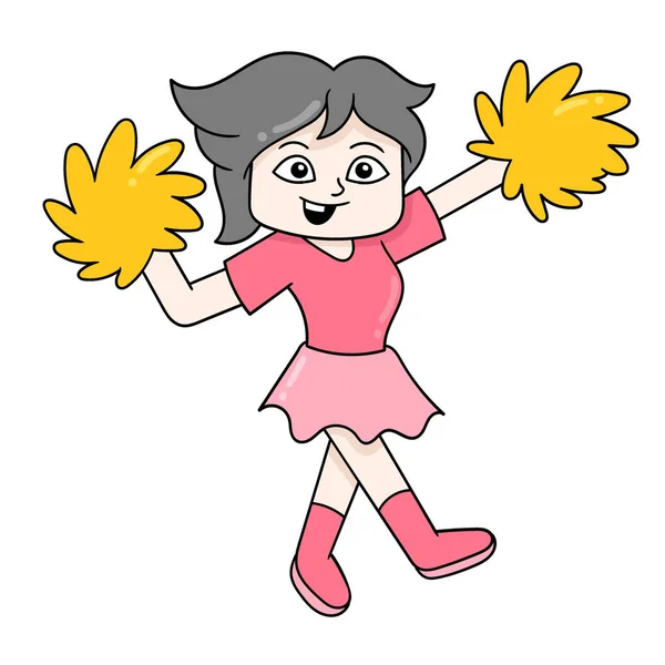 Girl Cheerleader Practicing Support Team Vector Illustration Art Doodle Icon — Stock Vector