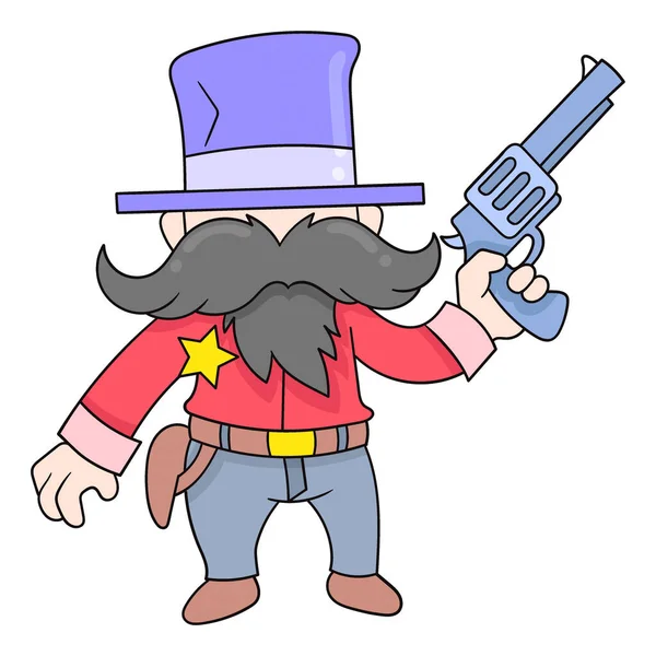 Old Man Cowboy Using Gun Security Sheriff Vector Illustration Art — Vetor de Stock