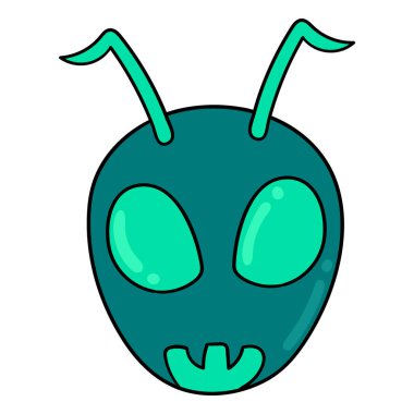 green ant head, vector illustration carton emoticon. doodle icon drawing