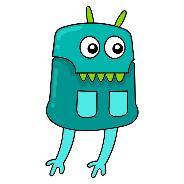 Cute Monster Face Bag Vector Illustration Carton Emoticon Doodle Icon — Image vectorielle