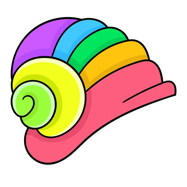 Colorful Snail Shell Cartoon Emoticon Doodle Icon Drawing Vector Illustration — Stock vektor