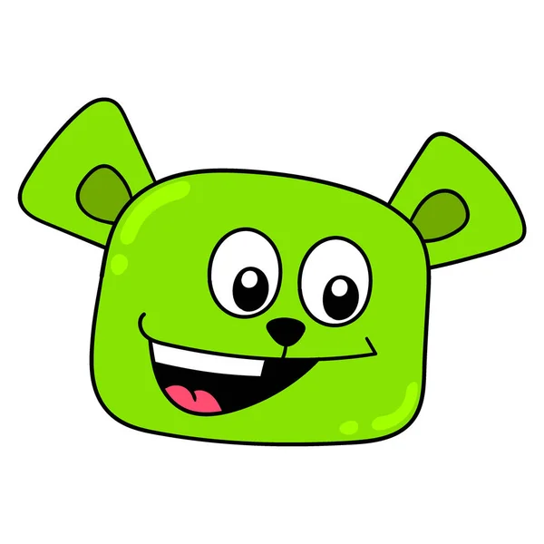Green Bear Head Laughing Happily Vector Illustration Carton Emoticon Doodle — Stockový vektor