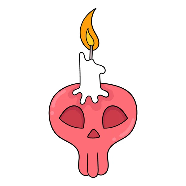Red Skull Spooky Candle Vector Illustration Carton Emoticon Doodle Icon — Stockvector