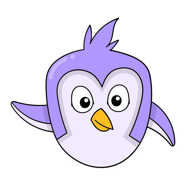 Pinguim Roxo Sorrindo Expressão Feliz Arte Ilustração Vetorial Doodle Ícone —  Vetores de Stock