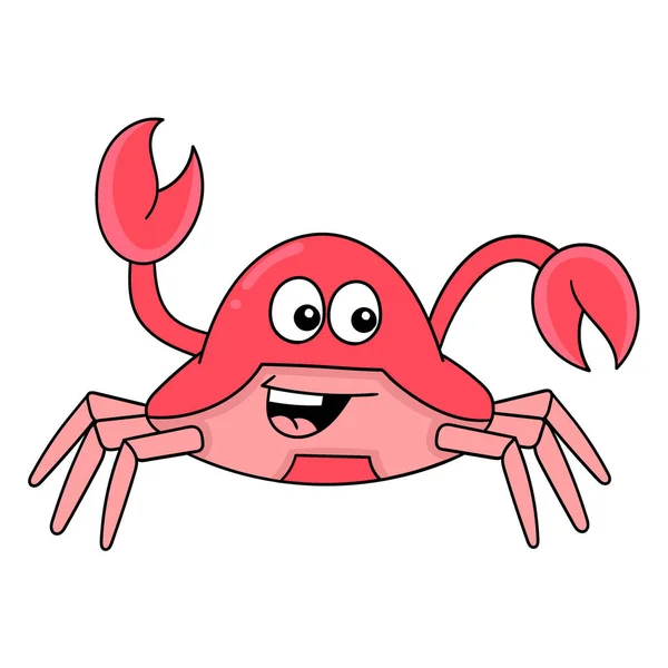 Red Faced Crab Laughing Happily Vector Illustration Art Doodle Icon — Stock Vector