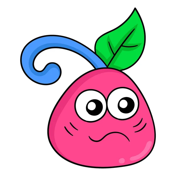 Makhluk Merah Muda Lucu Memiliki Wajah Lucu Vektor Ilustrasi Emoticon - Stok Vektor