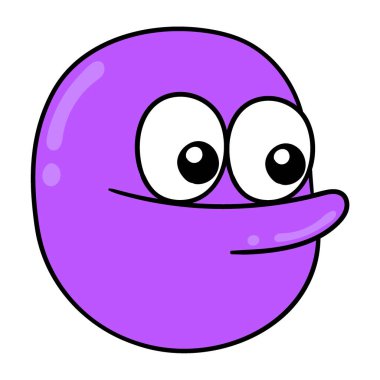 Mor kafa komik ifadesi, vektör illüstrasyon karton simgesi. karalama simgesi çizimi