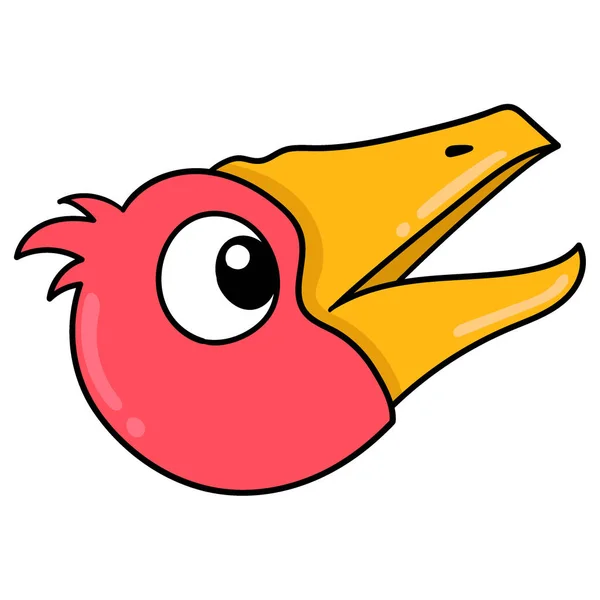 大きなくちばしの鳥の頭ベクトルイラストカートンの感情 ドードル アイコン ドローイング — ストックベクタ