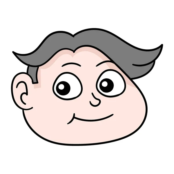 Chubby Cheeked Boy Head Smiling Vector Illustration Carton Emoticon Doodle — Stock Vector