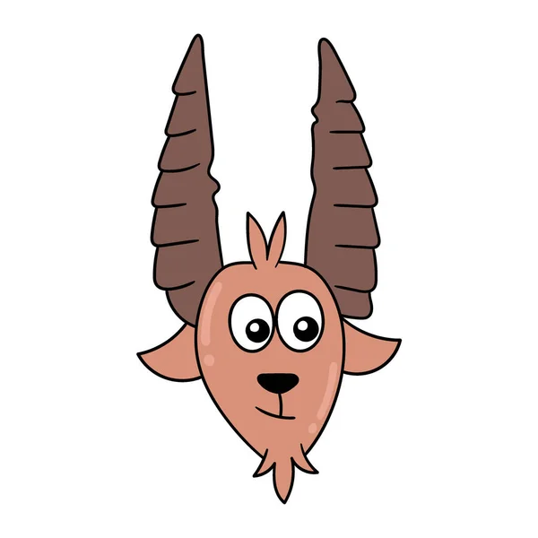 Long Horned Goat Head Vector Illustration Carton Emoticon Doodle Icon — Stock Vector