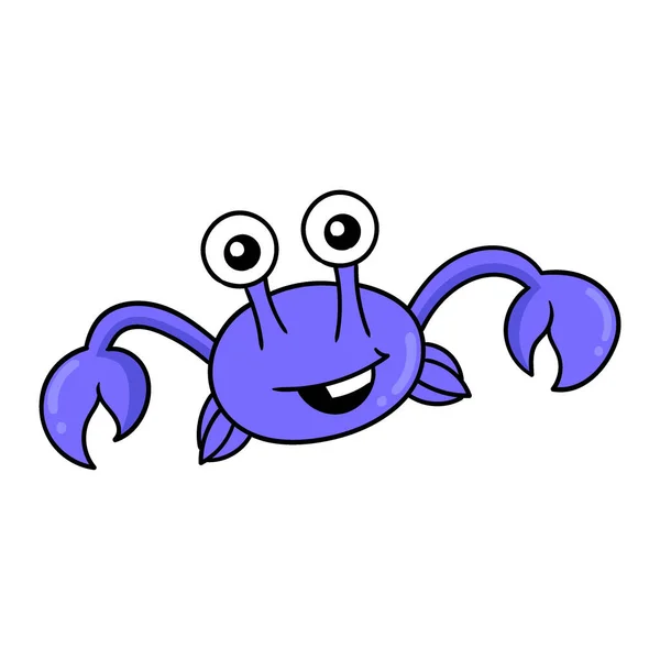 紫螃蟹开心的脸 矢量画盒感情用事 涂鸦图标绘图 — 图库矢量图片