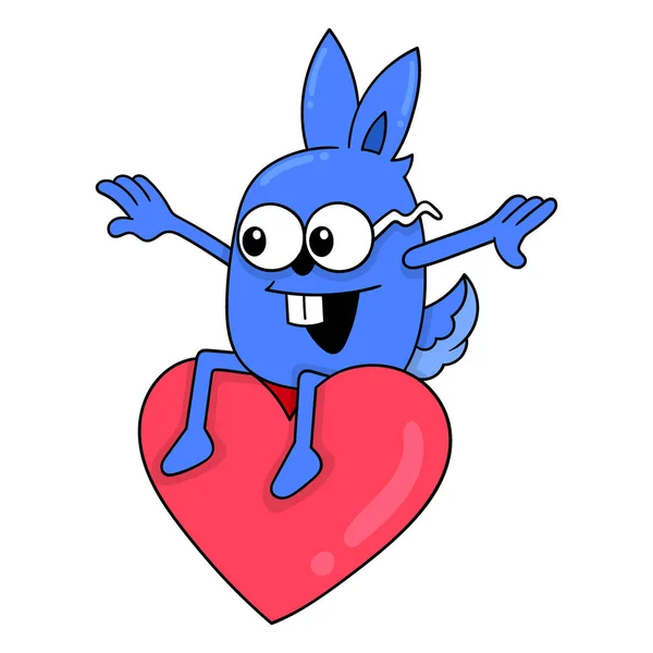 Conejito Celebrando Día San Valentín Amor Vector Ilustración Arte Doodle — Vector de stock