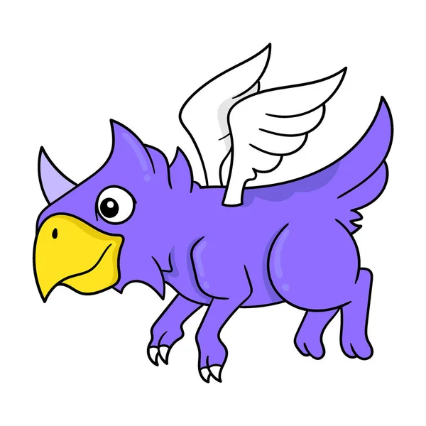 Monster Head Eagle Body Flying Dog Vector Illustration Art Doodle — Stock Vector