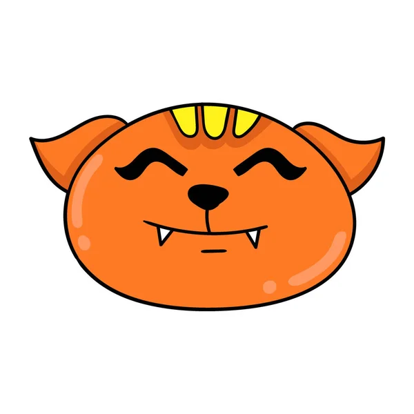 Feliz Gato Sonriendo Expresión Vector Ilustración Cartón Emoticono Garabato Icono — Archivo Imágenes Vectoriales
