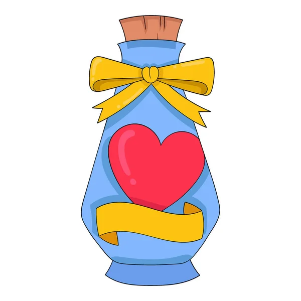 Botella Que Contiene Tesoro Amor San Valentín Emoticono Dibujos Animados — Archivo Imágenes Vectoriales