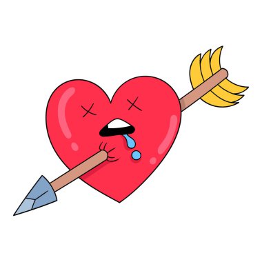 Aşk, romantizm okunun, vektör çizim sanatının delip geçtiği aşka düşer. karalama simgesi resmi kawaii.