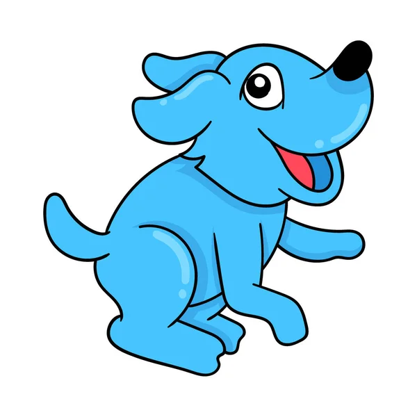 Pet Dog Volto Felice Vuole Saltare Arte Illustrazione Vettoriale Immagine — Vettoriale Stock