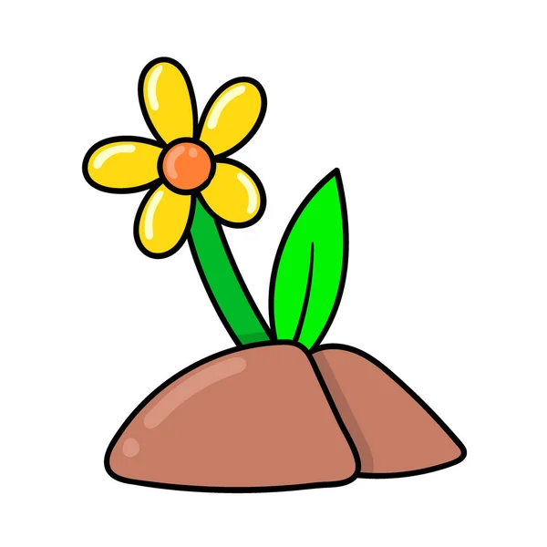 Belo Girassol Tempo Primavera Emoticon Desenhos Animados Desenho Ícone Doodle —  Vetores de Stock