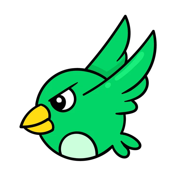 Fierce Faced Bird Flying Attack Vector Illustration Art Doodle Icon — Stock Vector
