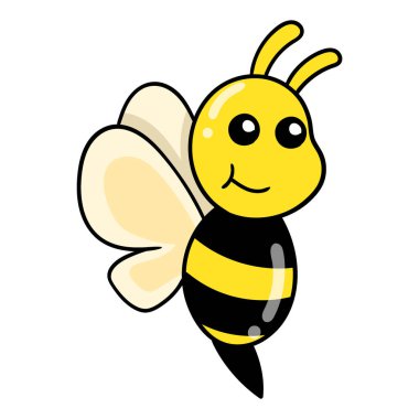 Küçük şirin arı, vektör çizim sanatı. karalama simgesi resmi kawaii.