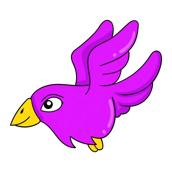 Purple Bird Flying Sky Vector Illustration Art Doodle Icon Image — Stock Vector