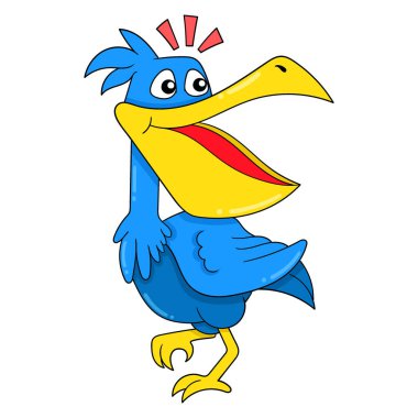 Büyük gagalı vinç, vektör çizim sanatı. karalama simgesi resmi kawaii.